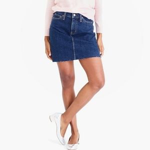 J Crew semi distressed raw hem mini denim skirt